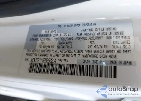 2014 Mazda Cx-5 Touring from USA, damaged, VIN JM3KE2CY4E0363214
